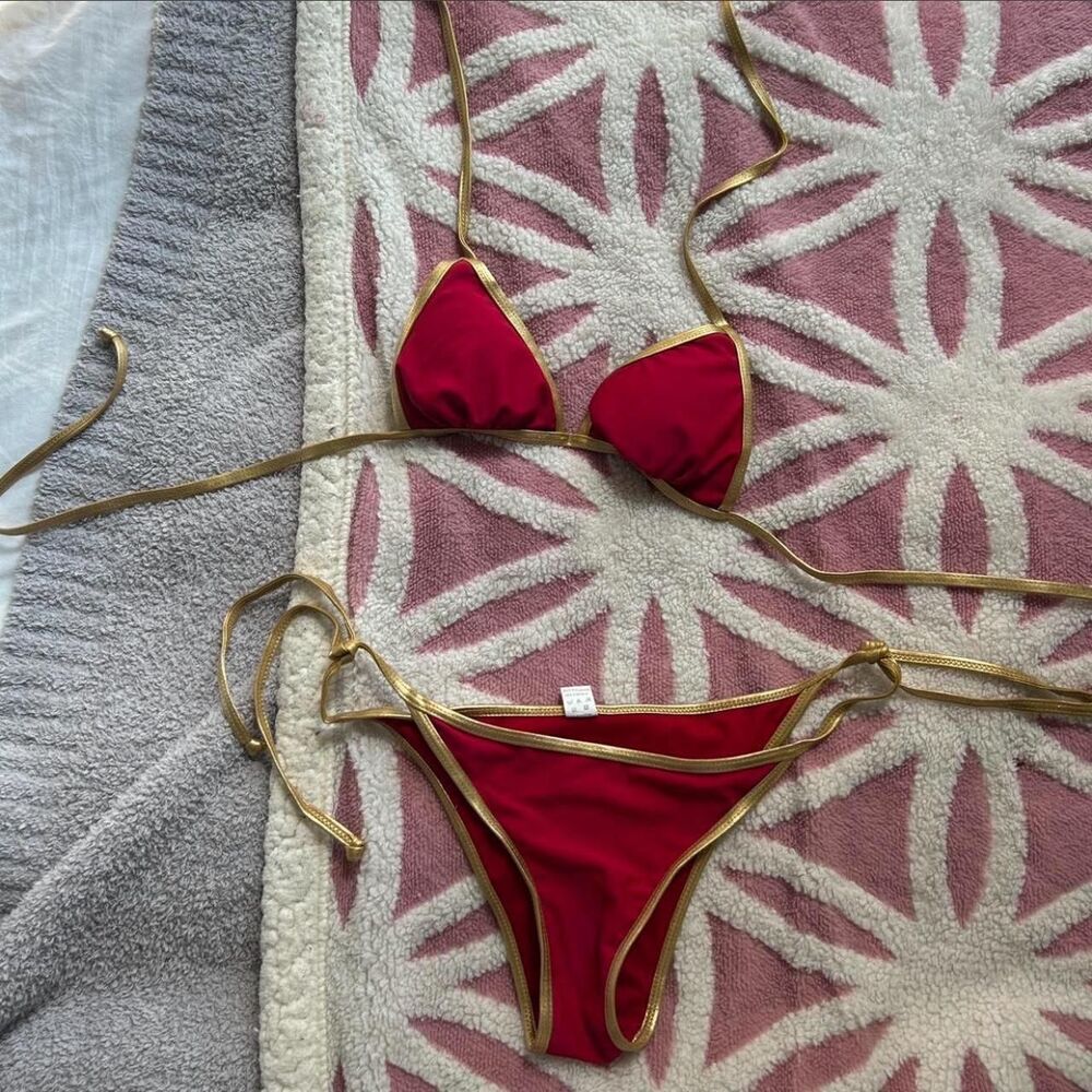 Women's Red and Gold Bikinis-and-tankini-sets